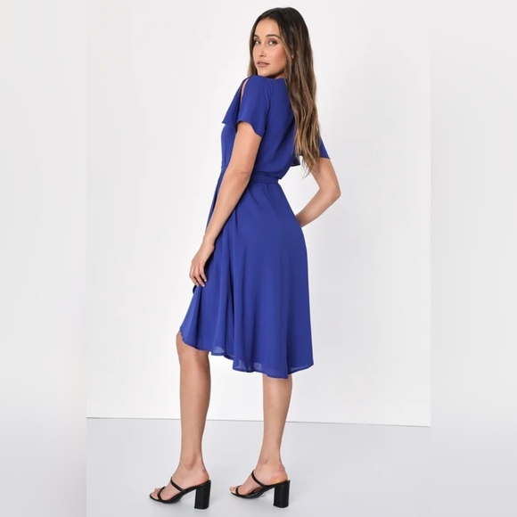 Lulu's Royal Blue High Low Wrap Dress Sz Xl New With Tags - Picture 4 of 7